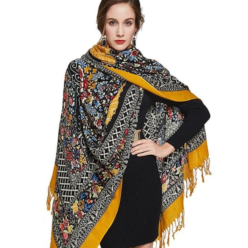 XL DANA XU 100% Wool Pasmina Scarf. NWT